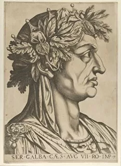 Caesar Collection: Plate 7: Servius Galba in profile to the right, from The Twelve Caesars, 1610-40