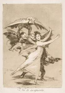 Plate 72, from Los Caprichos : You will not escape (No te escaparas. ), 1799