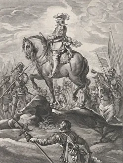 Johannes Prints: Plate 8: Ferdinand on horseback crossing the Alps; from Guillielmus Becanus s