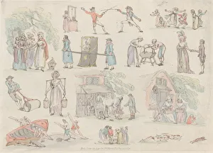 Fencing Prints: Plate 8, Outlines of Figures, Landscapes and Cattle... for the Use of Learners, Ju
