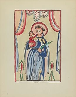 New Mexico Gallery: Plate 8: Saint Anthony of Padua: From Portfolio 'Spanish Colonial Designs of New Mexico'