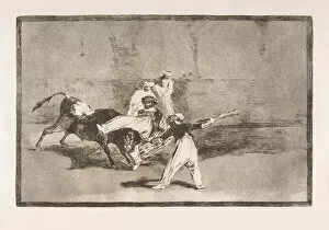 Bullfighting Collection: Plate 8 of the Tauromaquia : A Moor caught by the bull in the ring, 1816