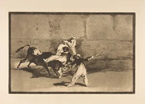 Plate 8 from the Tauromaquia : A moor caught by the bull in the ring, ca. 1816