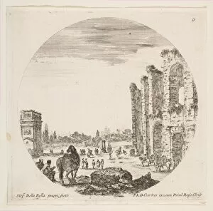 Arch Of Constantine Collection: Plate 9: the Arch of Constantine at left, part of the Colosseum at right, various hors
