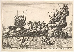 Neptune Gallery: Plate 9: Argonauts Hicleus and Naucleus led in the float of Neptune