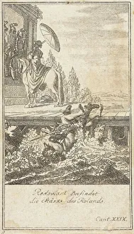 Almanac Prints: Plate 9 for Ariosto's Orlando Furioso, 1772. Creator: Daniel Berger