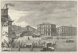 Ponte Di Rialto Prints: Plate 9: the bridge and market of the Rialto