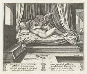 Plate 9: Cupid and Psyche on a bed, from the Story of Cupid and Psyche as told by Apule..., 1530-60