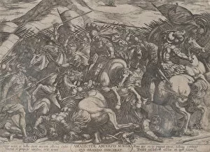 Images Dated 28th October 2020: Plate 9: The Israelites Battling the Amalekites, from The Battles of the Old... ca
