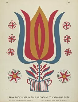 Floral Pattern Collection: Plate 9: From Portfolio 'Folk Art of Rural Pennsylvania', c. 1939. Creator: Unknown