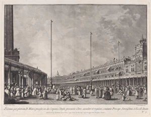 Canaletto Giovanni Antonio Gallery: Plate 9: Procession on Corpus Christi Day in the Piazza San Marco, from Ducal Ceremon