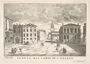 Carlevarijs Collection: Plate 95: View of Campo Santo Stefano with the Loredan Palace and Morosini Palace, Venice