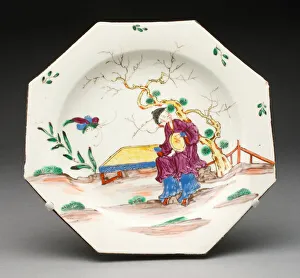 Chinoiserie Prints: Plate, Bow, 1760 / 70. Creator: Bow Porcelain Factory