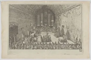 Banqueters Prints: Plate G: Election and Coronation of Emperor Maximilian II, 1612. 1612. Creator: Anon