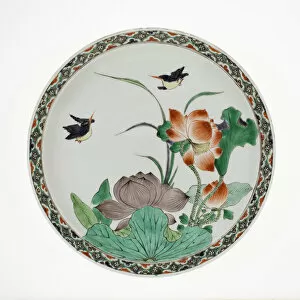 Plate with Lotus Blossoms and Kingfisher, Qing dynasty (1644-1911)