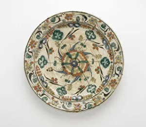 Fritware Prints: Plate with low foot, Safavid period, early 17th century. Creator: Unknown