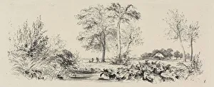 Menzel Adolph Friedrich Erdmann Von Prints: Plate one, from Radierversuche, 1843, published 1844. Creator: Adolph Menzel