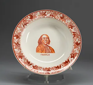 Franklin Benjamin Prints: Plate with portrait of Benjamin Franklin, 1800 / 1900. Creator: Spode Ceramic Works
