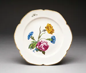 Tin Glazed Prints: Plate, Strasbourg, c. 1755. Creator: Strasbourg Pottery Factory