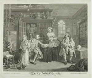 Prostitution Prints: Plate Three, from Marriage à la Mode, 1746. Creator: Bernard Baron