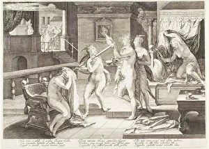 Dunald Mill Hole Prints: Plate Three, from Five Wise and Five Foolish Virgins, 1606. Creator: Jan Saenredam