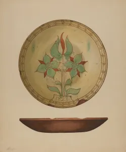 Capelli Giacinto Prints: Plate with Tulip and Two Flowers, 1938. Creator: Giacinto Capelli