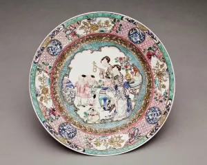 Overglaze Prints: Plate with women and children scene, 1900-1950. Creator: Unknown