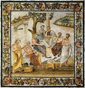 Platonic Academy. Mosaic from Pompeii, 1st century BC. Artist: Classical Antiquities