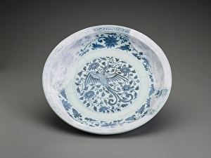 Phoenix Prints: Platter fragment with phoenix design, 1350-1368. Creator: Unknown