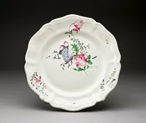 Tin Glazed Collection: Platter, Strasbourg, c. 1760. Creator: Joseph Hannong
