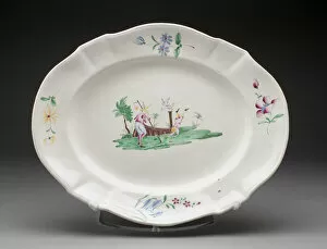 Tin Glazed Collection: Platter, Strasbourg, c. 1770. Creator: Joseph Hannong