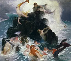 Rough Seas Prints: Play of the Nereides, 1886. Creator: Arnold Bocklin