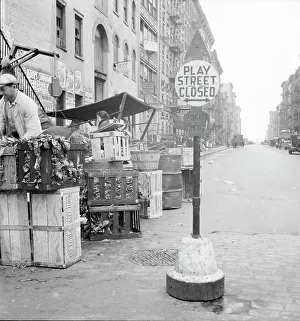 Resettlement Prints: Play street for children, Sixth Street and Avenue C