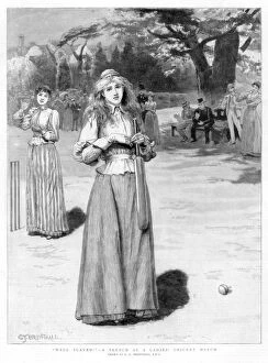 Cricket Ball Collection: Well played! - a sketch at a ladies cricket match, 1890. Artist: Edward Frederick Brewtnall