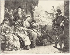 Ferdinand Victor Eug And Xe8 Prints: Players Enacting the Poisoning of Hamlets Father (Act III, Scne II), 1835