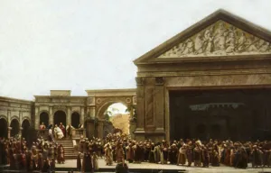 Bavaria Prints: Players on stage in the Oberammergau Passion Play, 1922. Creator: Henry Traut