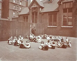 Playground Prints: Playground scene, Hugh Myddelton School, Finsbury, London, 1906
