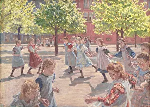 Smocks Prints: Playing Children, Enghave Square, 1907-1908. Creator: Peter Hansen