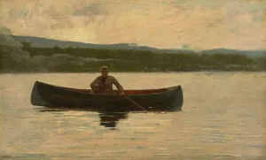 Canoe Prints: Playing A Fish, 1875, Reworked in 1890s. Creator: Winslow Homer