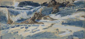 Greek Goddess Prints: Playing naiads and tritons, 1896-1898. Artist: Vrubel, Mikhail Alexandrovich (1856-1910)