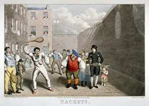 Penitentiary Prints: Playing rackets, Fleet Prison, London, c1825. Artist: Theodore Lane