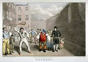 George Hunt Gallery: Playing rackets, Fleet Prison, London, c1825. Artist: Theodore Lane