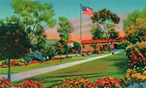 Plaza Where The First American Flag in California Was Raised in 1846. San Diego, California, c194 Plaza Where The First American Flag in California Was Raised in 1846. San Diego, California, c194