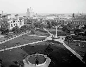 Plaza Prints: Plaza and harbor, Pensacola, Fla. c.between 1910 and 1920. Creator: Unknown