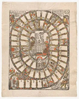The Pleasant Game of the Goose (Il Dilettevole... After 1640 (probably printed later 17th century). Creator: Anon The Pleasant Game of the Goose (Il Dilettevole... After 1640 (probably printed later 17th century). Creator: Anon