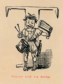 Rattle Prints: Pleased with his Rattle, 1852. Artist: John Leech