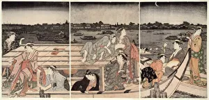 Boating Prints: Pleasure-Boating on the Sumida River, Japan, 1788/90. Creator: Kitagawa Utamaro