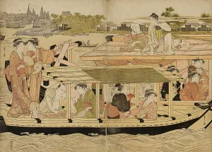 Eishi Chobunsai Prints: Pleasure Boats on the Sumida River, c. 1792. Creator: Hosoda Eishi