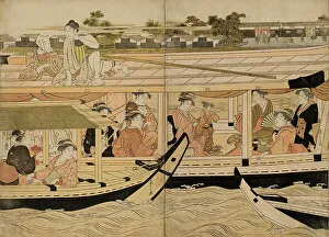 Pleasure Boats on the Sumida River, c. 1792. Creator: Hosoda Eishi