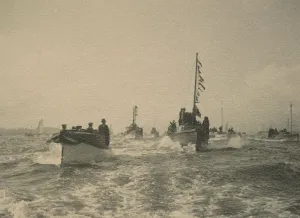 Bunting Prints: Pleasure craft welcoming the fleet, May 1924. Creator: Eunice Harriett Garlick